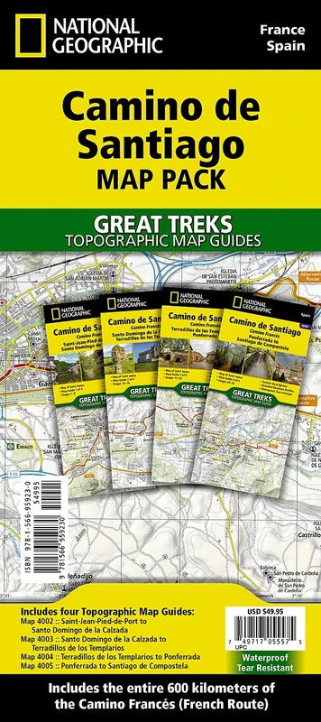 Camino de Santiago - Camino Frances Map Pack Bundle - 4 map pack for the whole route (National Geographic Great Treks)