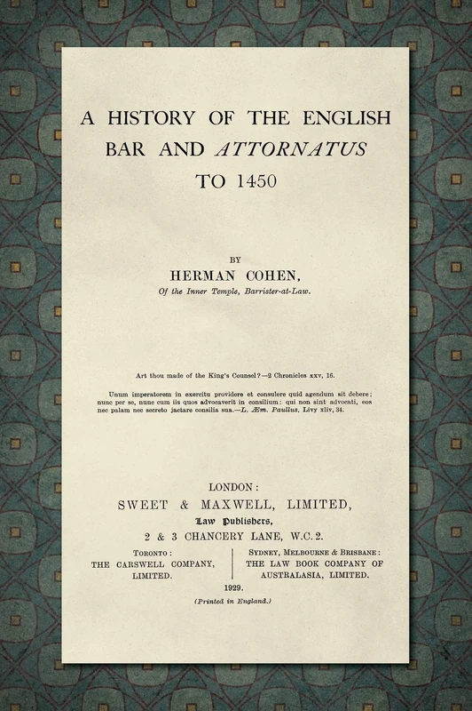 A History of the English Bar and Attornatus to 1450 [1929] - Image 1
