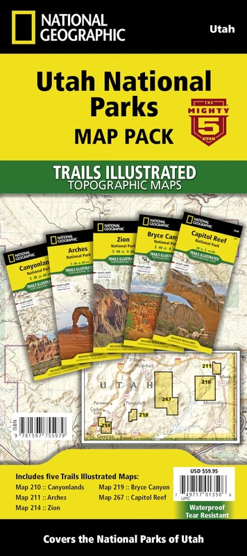 Utah National Parks Map Pack by National Geographic – Trails Illustrated Topographic Maps for Zion, Bryce Canyon, Arches, Canyonlands & Capitol Reef
