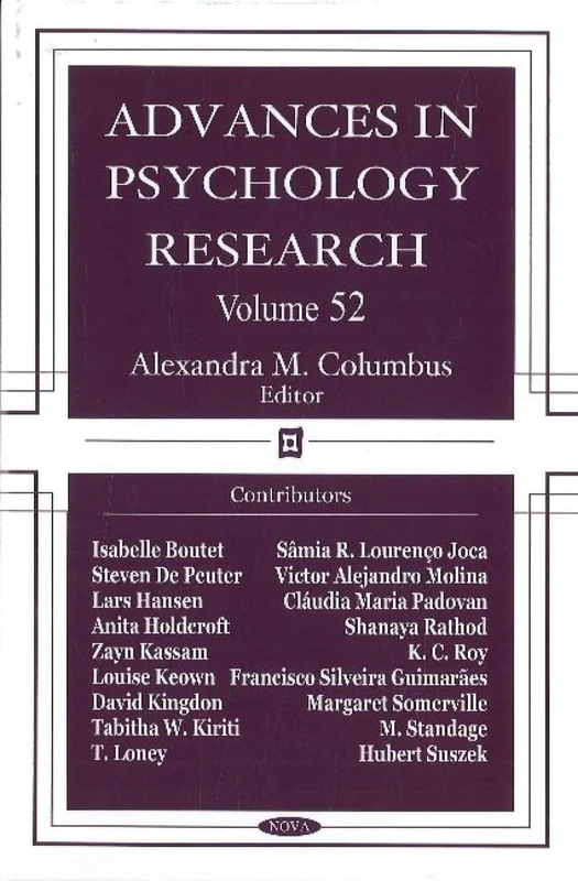 Advances in Psychology Research: 52: Volume 52 - Nova Science Pub