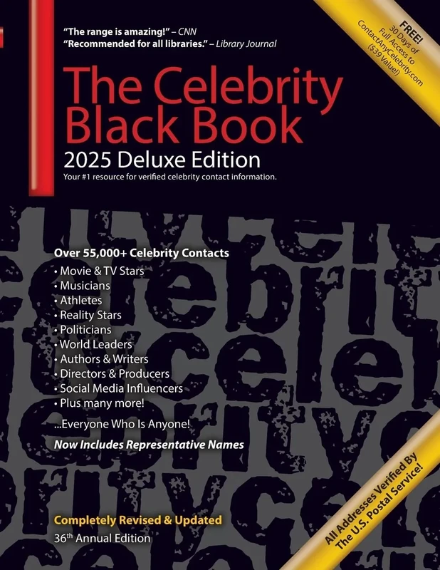 The Celebrity Black Book 2025: Over 50,000+ Verified Celebrity Addresses for Autographs, Fundraising, Celebrity Endorsements, Marketing, Publicity & More!