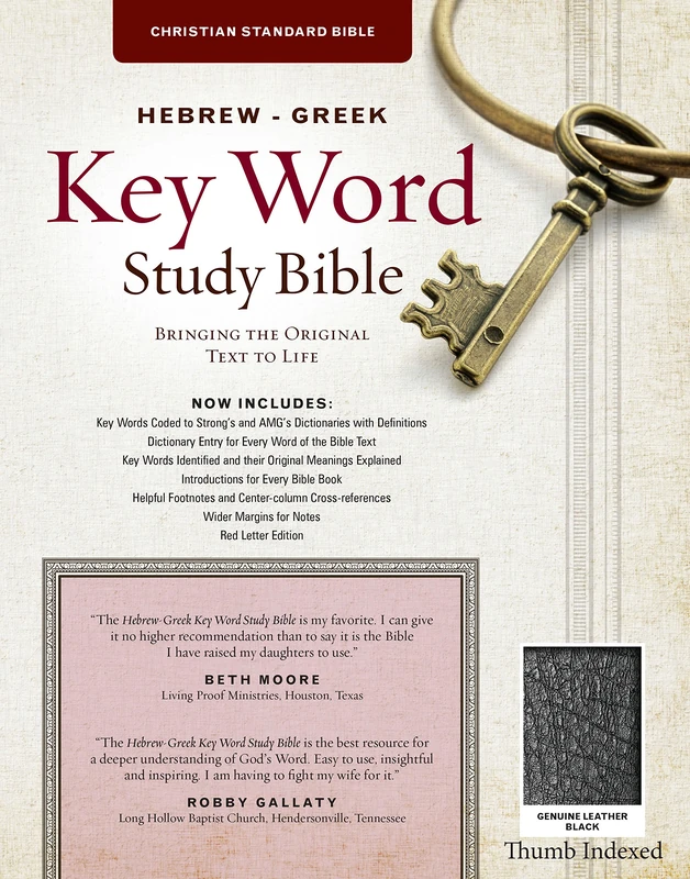 CSB Hebrew-Greek Key Word Study Bible: CSB Edition, Black Genuine Indexed