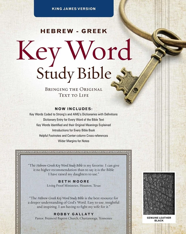 Hebrew-Greek Key Word Study Bible-KJV (Key Word Study Bibles): King James Version, Black, Genuine Leather, Thumb-Indexed With Ribbon Marker