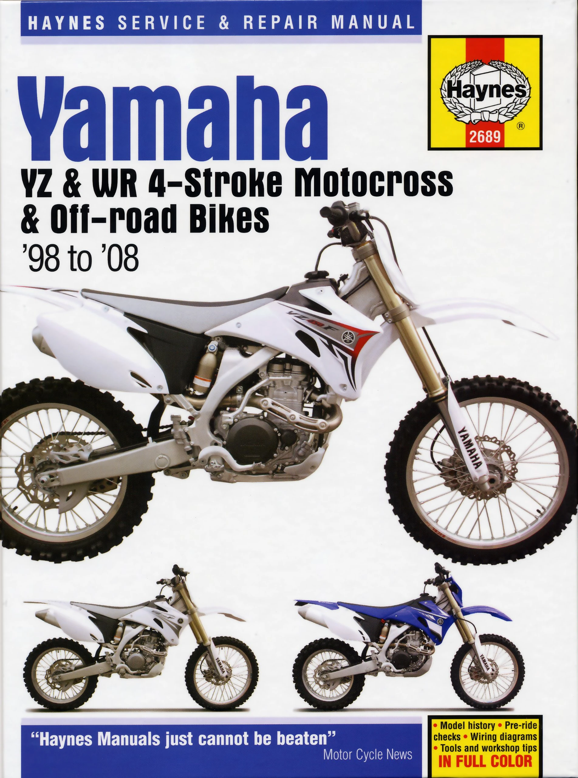 Haynes Yamaha YZ & WR4-Stroke Motocross & Off-Road Bikes '98 To '08 Service and Repair Manual