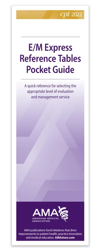 CPT 2022 E/M Express Reference Tables Pocket Guide - 10 pack