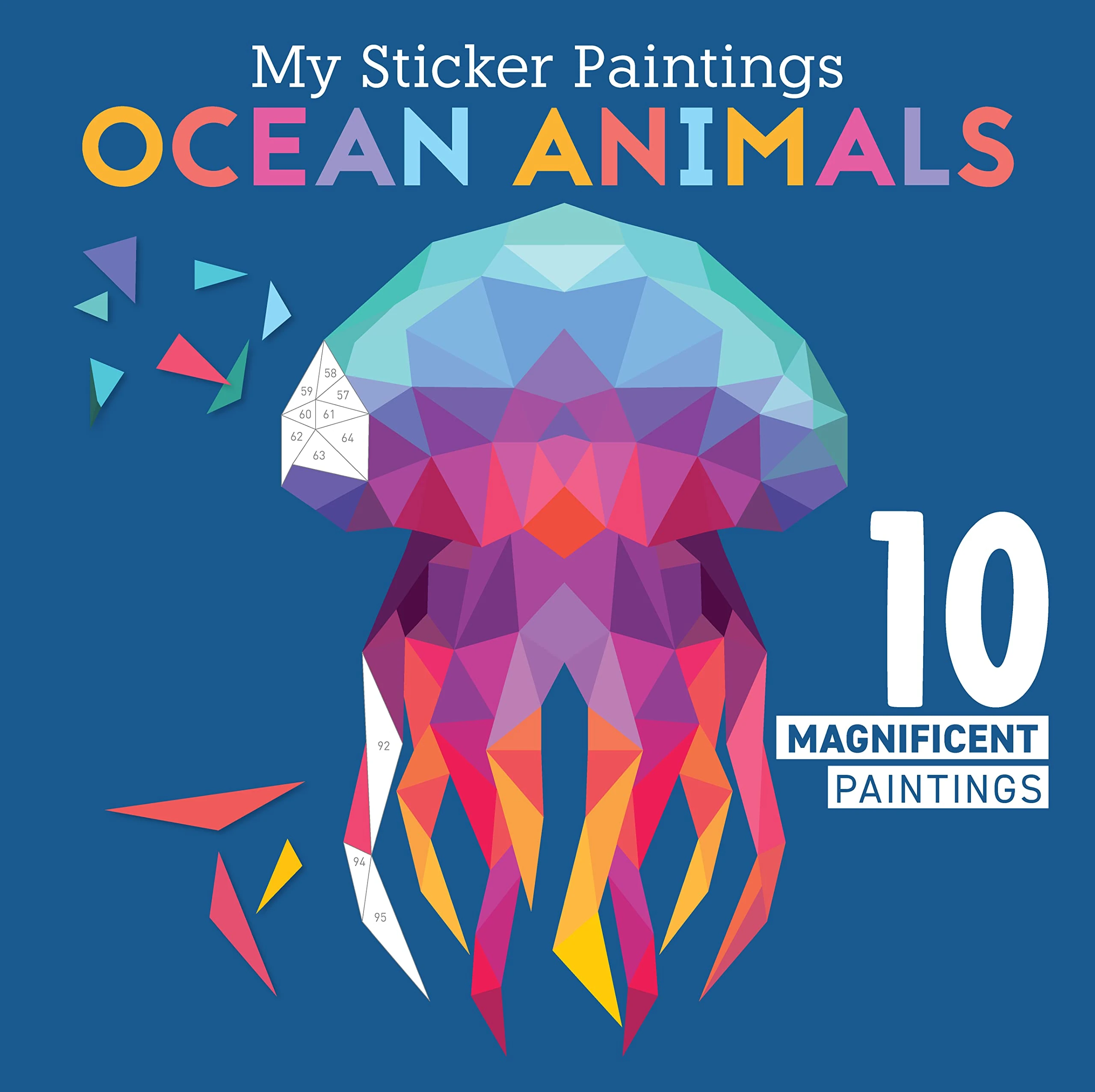 My Sticker Paintings: Ocean Animals: 10 Magnificent Paintings (Happy Fox Books) For Kids 6-10 - Jellyfish, Dolphins, Penguins, Sharks, and More, with 60 to 100 Removable, Reusable Stickers per Design