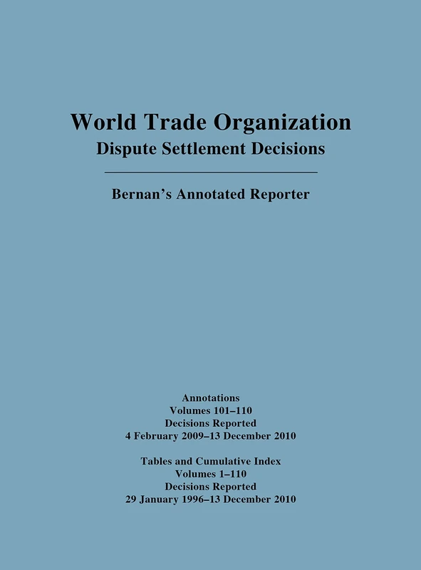 WTO Cumulative Index Annotations Vols.100-110/ Tables and Cumulative Index for Vols. 1-110 - Image 1