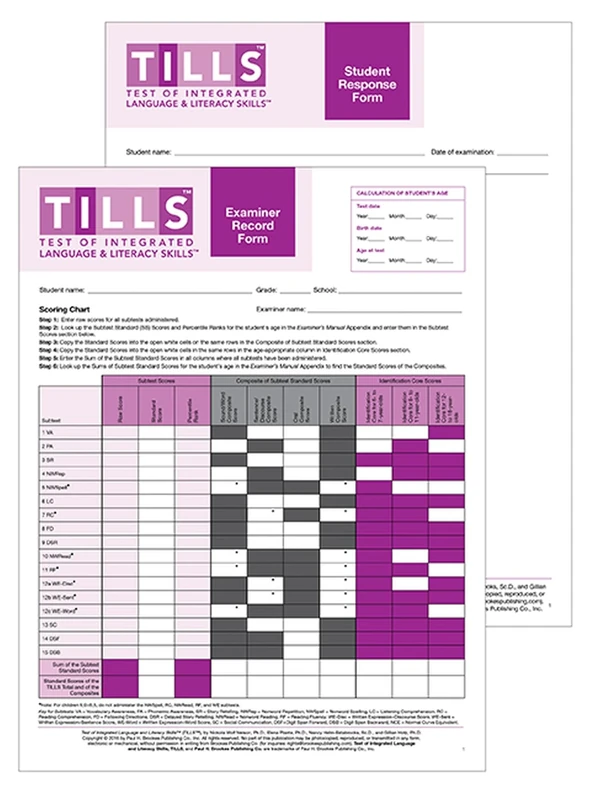 Test of Integrated Language and Literacy Skills(TM) (TILLS(TM)) Forms Set