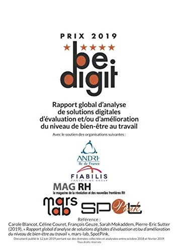 Rapport global d'analyse de solutions digitales d'évaluation et/ou d'amélioration du niveau de bien-être au travail: Prix BE.DIGIT 2019 - Image 1