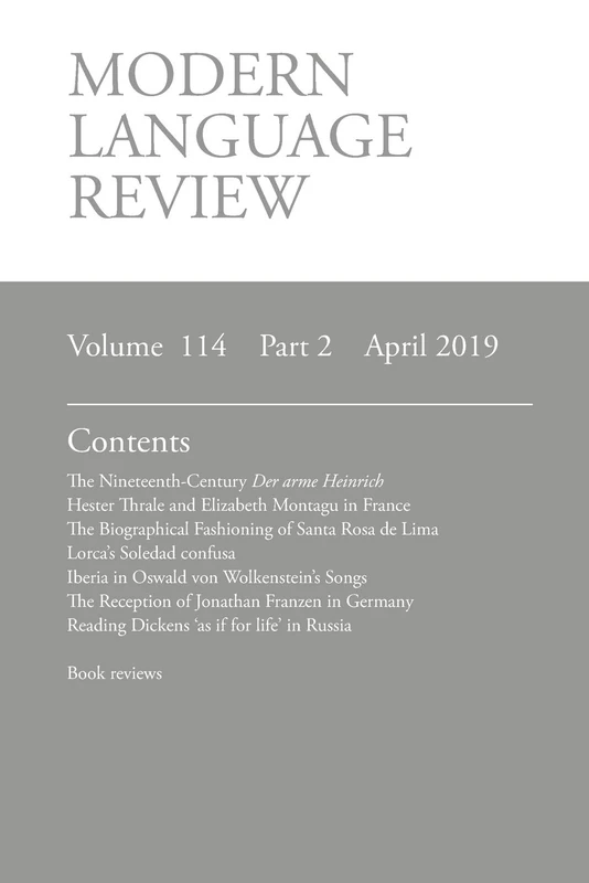 Modern Language Review (114: 2) April 2019