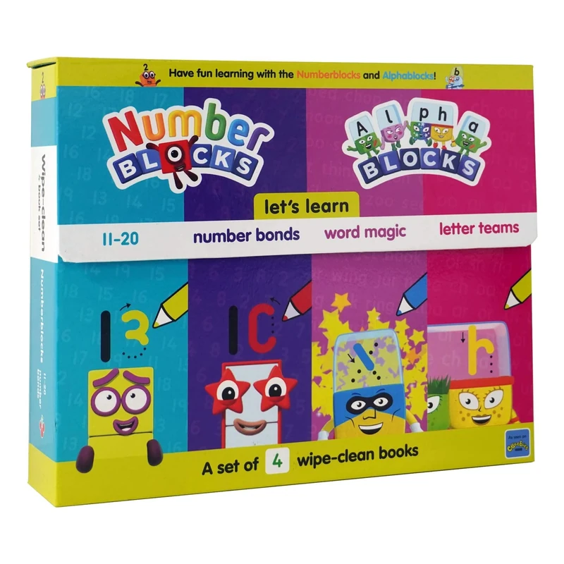 Numberblocks and Alphablocks: Let's Learn Numbers & Letters Wipe-Clean Books & Pens Set: Letters, Phonics, Words & Number Bonds: 4 Wipe-clean books with pens included (Numberblock Wipe Clean Titles)