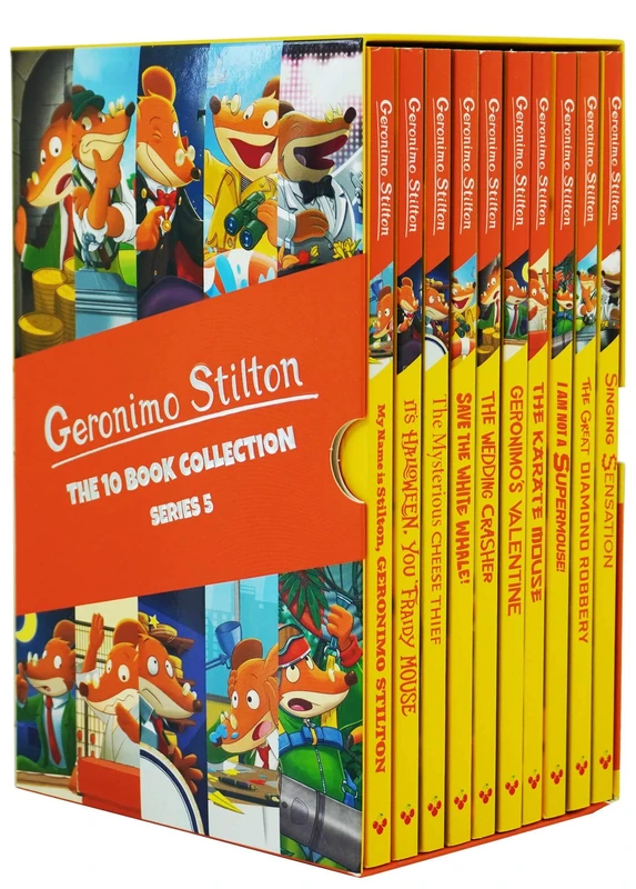 Geronimo Stilton Series 5 Childrens Collection 10 Books Box Set (Mysterious Cheese Thief, The Karate Mouse, It's Halloween, You Fraidy Mouse, Save the White Whale, Wedding Crasher & 5 More)