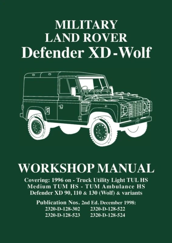 Military Land Rover Defender XD Wolf Workshop Manual: 2320-D-128-302 • 2320-D-128-522 • 2320-D-128-523 • 2320-D-128-524: Covering: 1996 on -Truck ... Defender XD 90, 110 & 130 (Wolf) & Variants