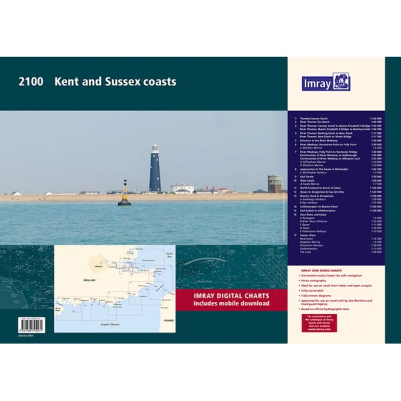 Imray 2100: Kent and Sussex Coasts Chart Pack Wiro-bound (2000 Series): Thames Estuary to the Solent