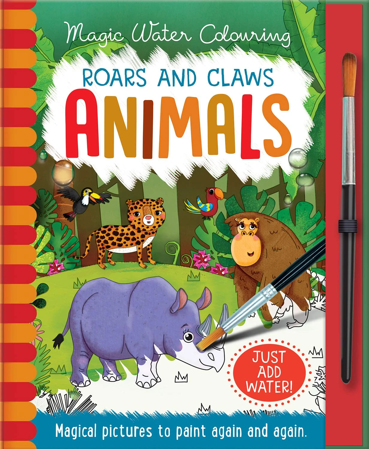 Roars and Claws - Animals, Mess Free Activity Book (Magic Water Colouring)