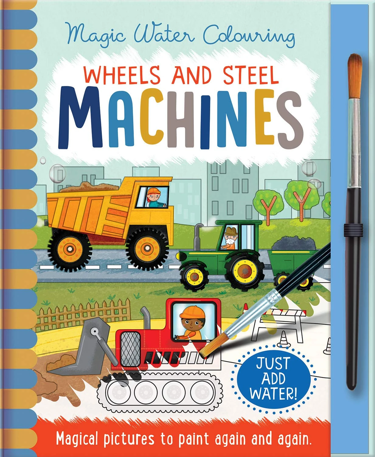 Wheels and Steel - Machines, Mess Free Activity Book (Magic Water Colouring)