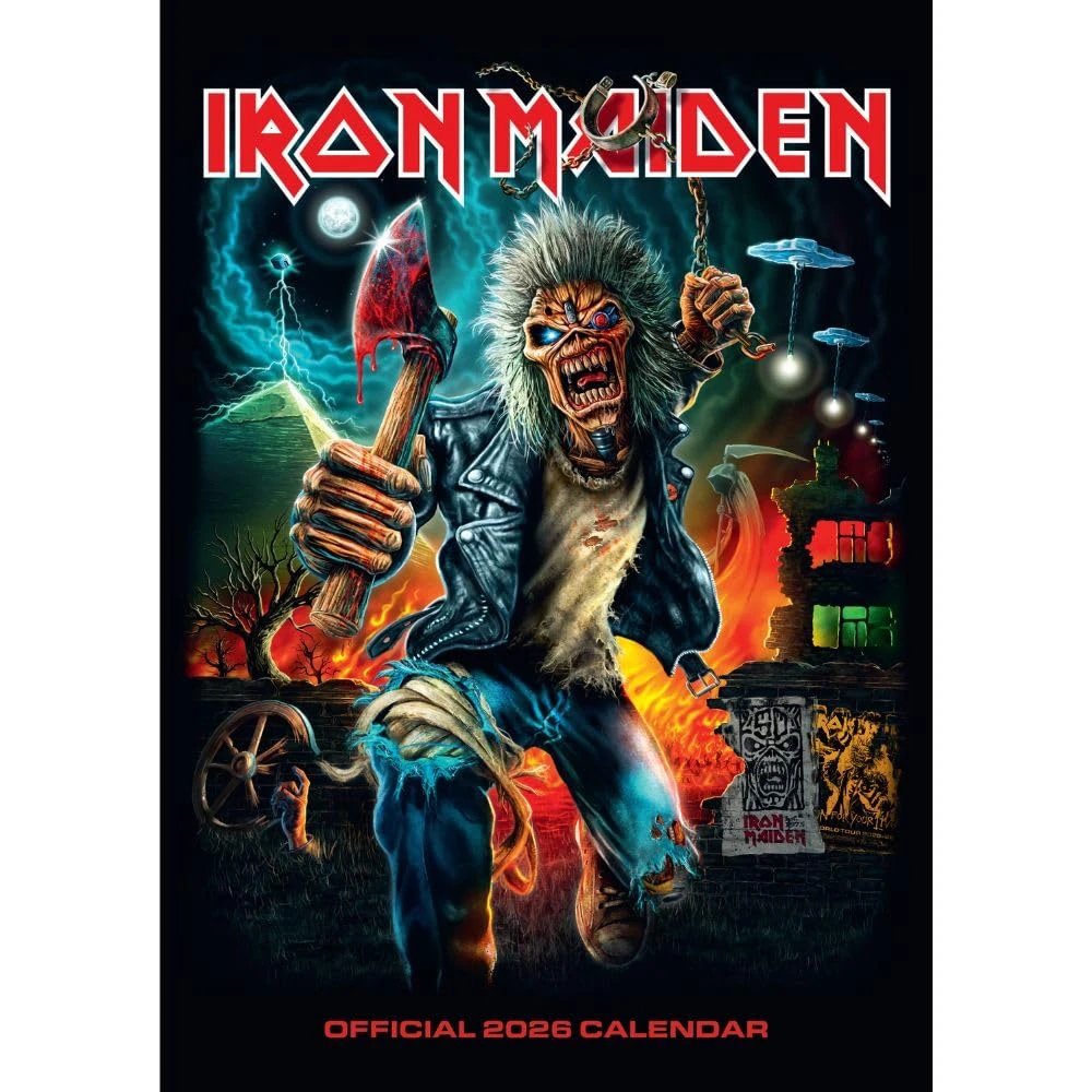 2026 CALENDAR IRON MAIDEN MONTH TO VIEW A3 WALL CALENDAR OFFICIAL PRODUCT