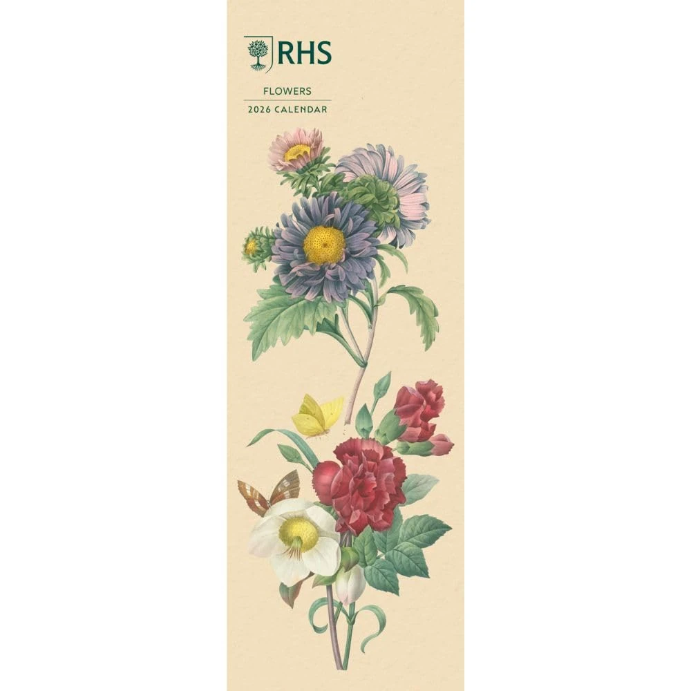 2026 CALENDAR RHS FLOWERS MONTH TO VIEW SLIM WALL CALENDAR OFFICIAL PRODUCT
