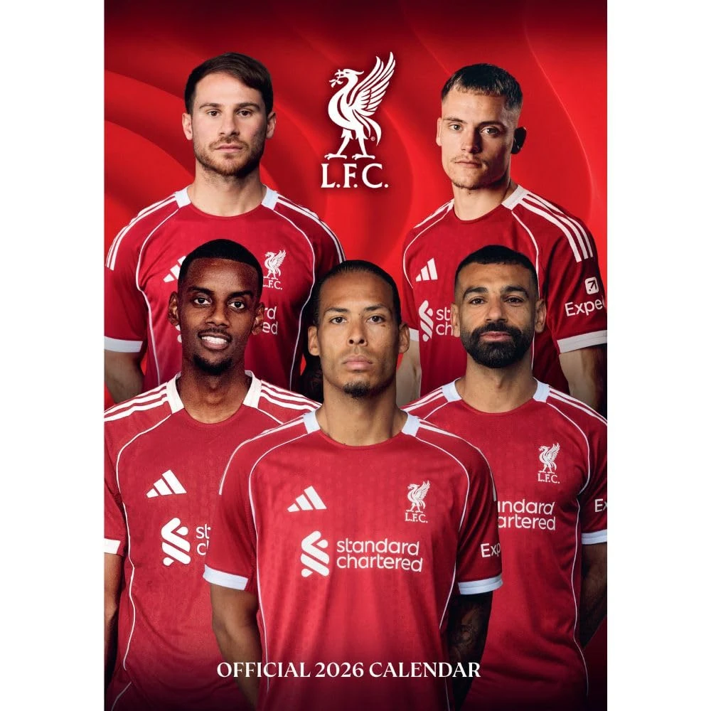 2026 CALENDAR LIVERPOOL FC MONTH TO VIEW A3 WALL CALENDAR OFFICIAL PRODUCT