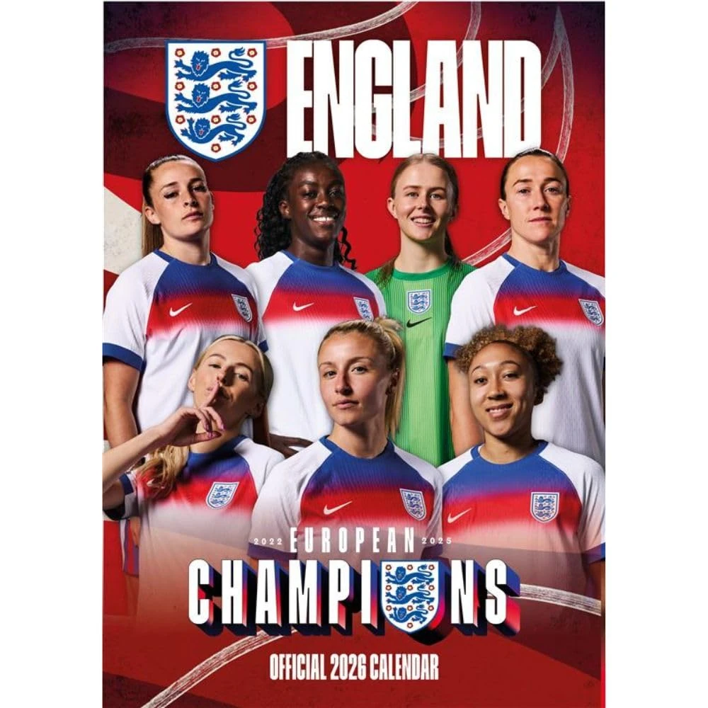 2026 CALENDAR ENGLAND WOMEN'S FOOTBALL MONTH TO VIEW A3 WALL CALENDAR OFFICIAL PRODUCT
