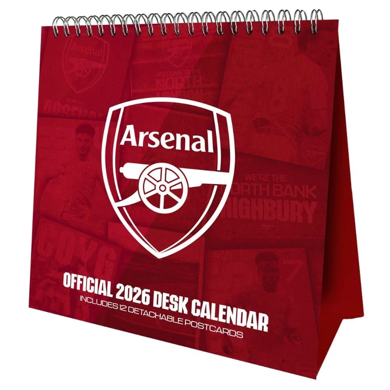 2026 CALENDAR ARSENAL FC MONTH TO VIEW POSTCARD DESK EASEL OFFICIAL PRODUCT