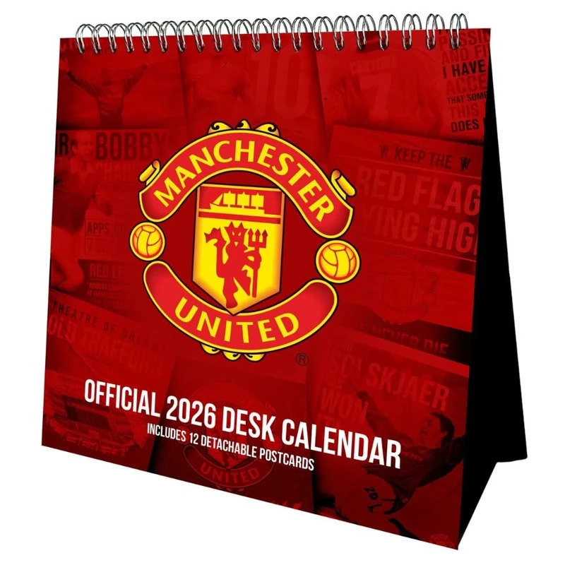 2026 CALENDAR MANCHESTER UNITED FC MONTH TO VIEW DESK EASEL OFFICIAL PRODUCT