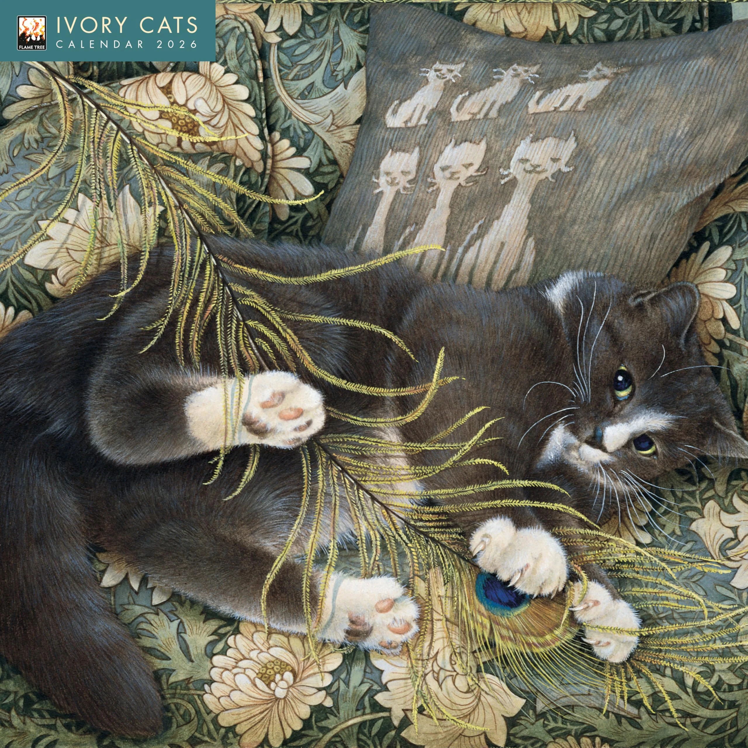Ivory Cats by Lesley Anne Ivory Wall Calendar 2026 (Art Calendar): Original Flame Tree Publishing-Kalender [Kalender]