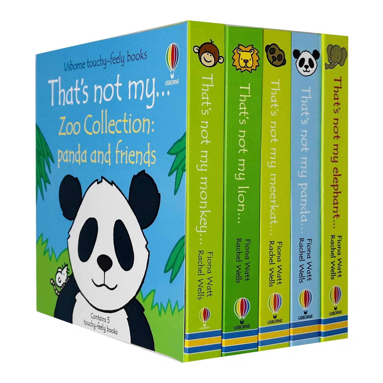 Usborne Touchy-Feely Thats not My Zoo Collection Set 3: Panda and Friends 5 Books Collection Set(Lion, Elephant, Monkey, Panda & Meerkat)