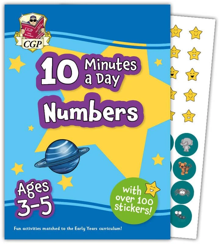 10 Minutes a Day Numbers for Ages 3-5 (with over 100 stickers) (CGP Reception Activity Books and Cards)