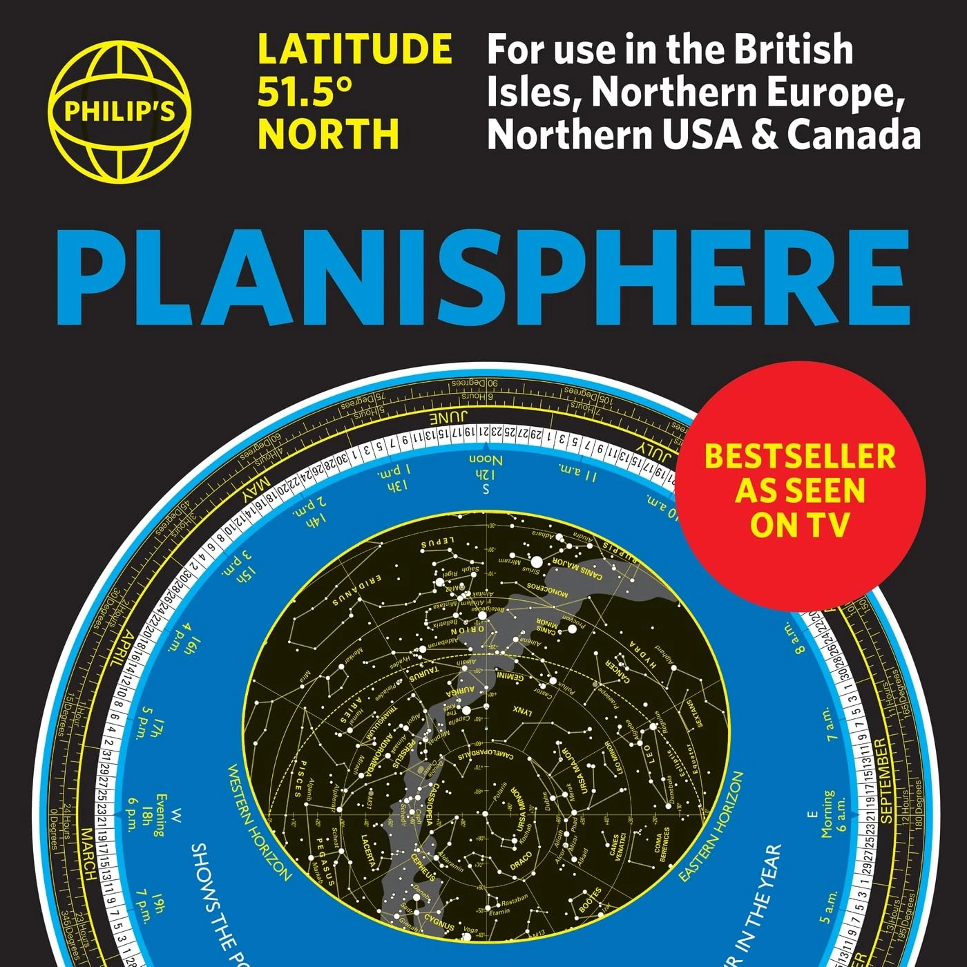 Philip's Planisphere (Latitude 51.5 North): For use in Britain and Ireland, Northern Europe, Northern USA and Canada (Philip's Stargazing)