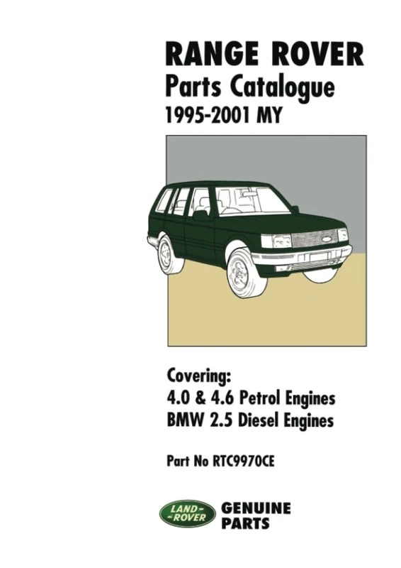 Range Rover Parts Catalogue 1995-2001 MY: RTC9970CE: 4.0 & 4.6 Petrol Engines, Bmw 2.5 Diesel Engines, Part No. Rtc9970ce (Range Rover Parts Catalogue ... V8 Petrol Plus the Diesel BMW 2.5 Litre)