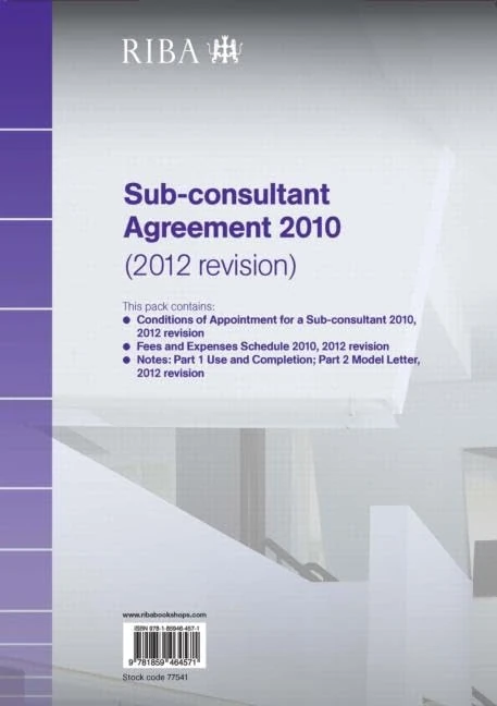RIBA Sub-consultant Agreement 2010 (2012 Revision) Pack of 10 - Image 1