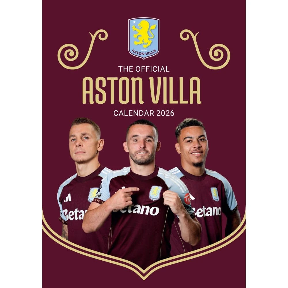2026 CALENDAR ASTON VILLA FC MONTH TO VIEW A3 WALL CALENDAR OFFICIAL PRODUCT