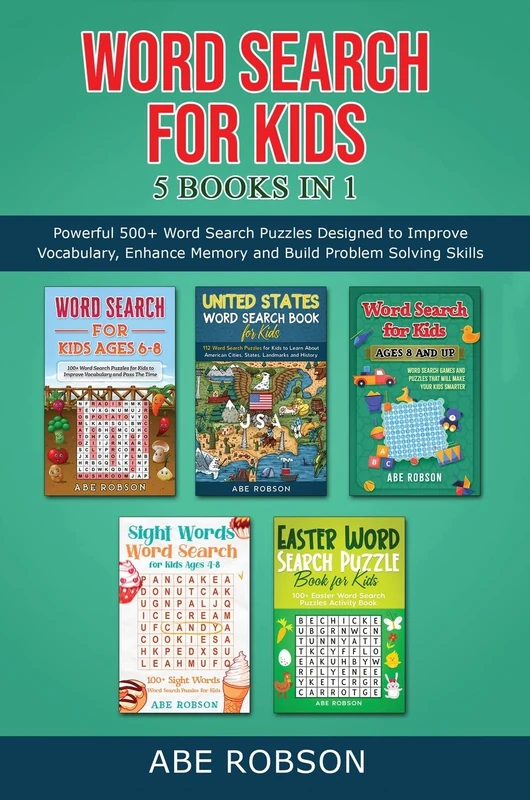 Word Search for Kids 5 Books in 1: Powerful 500+ Word Search Puzzles Designed to Improve Vocabulary, Enhance Memory and Build Problem Solving Skills (The Ultimate Word Search Puzzle Book Series) - Image 1