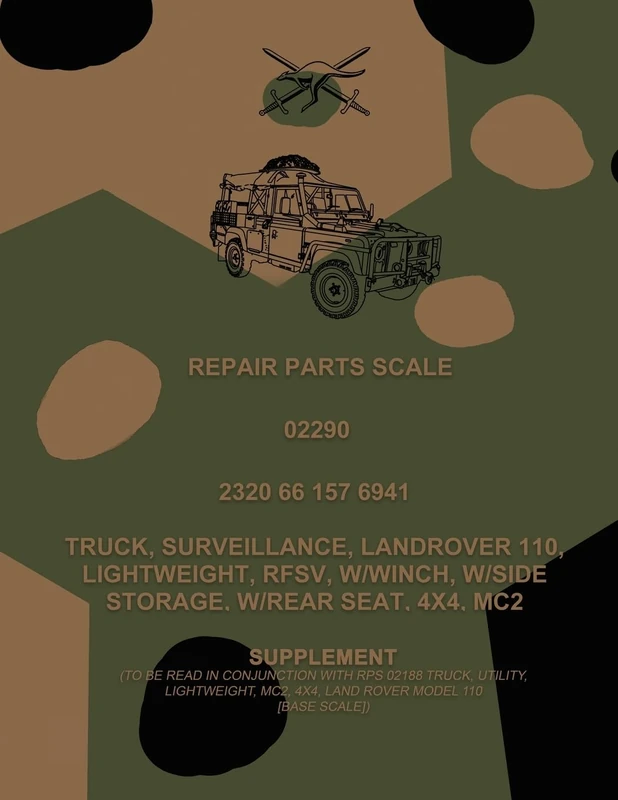 Repair Parts Scale, Truck, Surveillance, Land Rover 110, Lightweight, RFSV, W/Winch, W/Side Storage, W/Rear Seat, 4x4, MC2 - Image 1