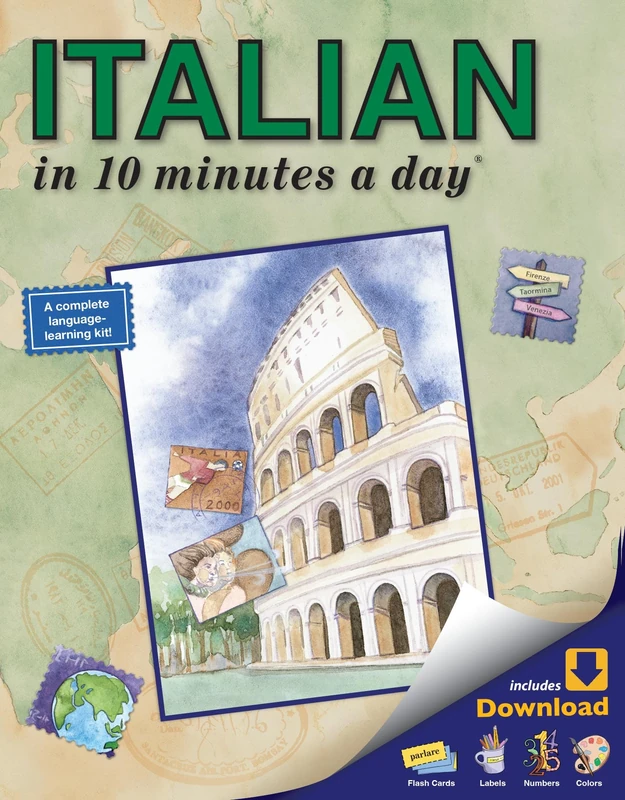 ITALIAN in 10 minutes a day®: Language Course for Beginning and Advanced Study. Includes Workbook, Flash Cards, Sticky Labels, Menu Guide, Software, ... Grammar. Bilingual Books, Inc. (Publisher)