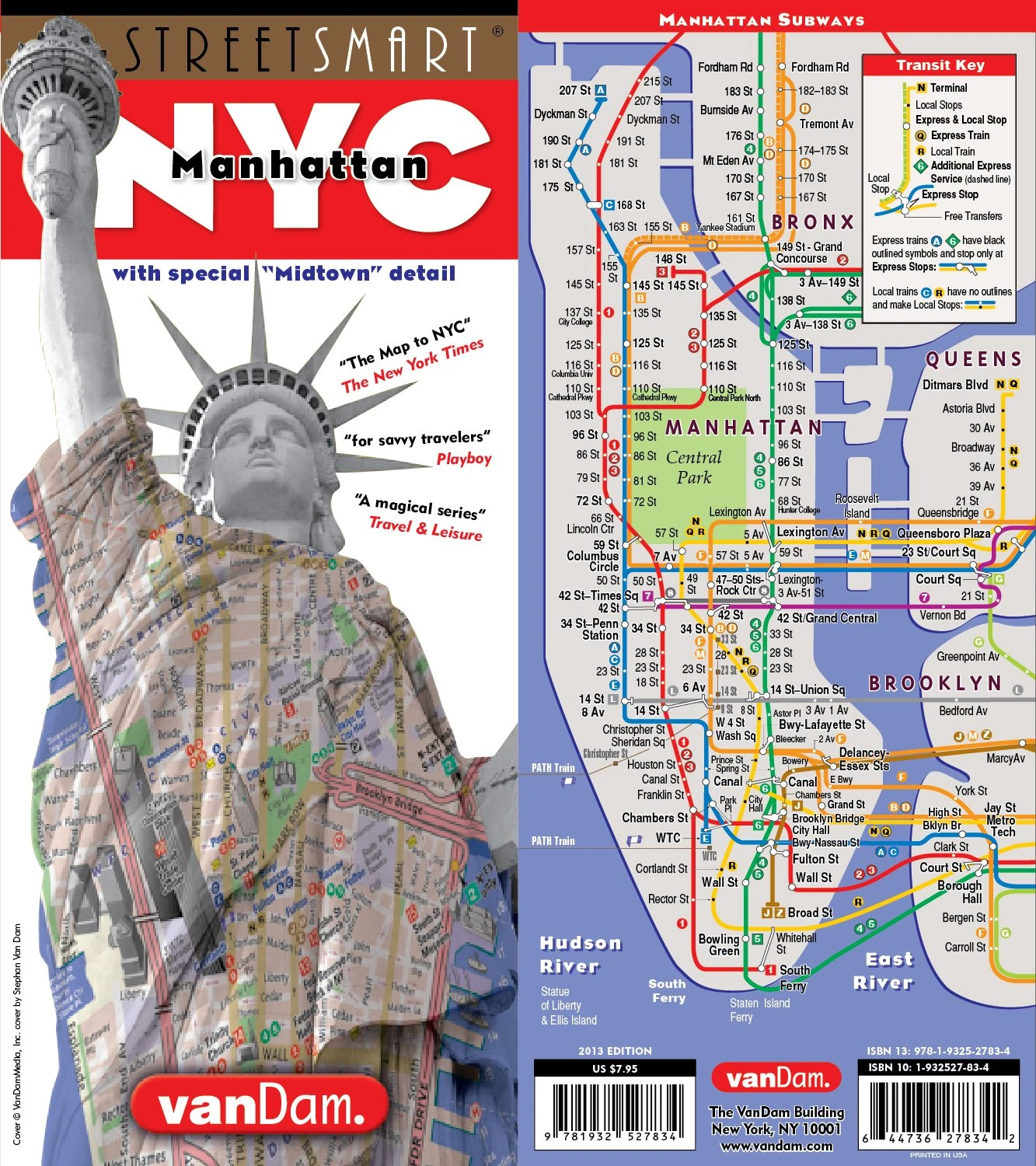 StreetSmart NYC Midtown Manhattan Map by VanDam,Inc.-- Laminated pocket sized city street Map with all attractions, museums, Broadway theaters, hotels ... museums, sights, hotels, Broadway ...