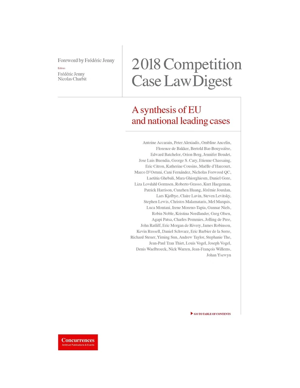2018 Competition Case Law Digest: A Synthesis of EU and National Leading Cases