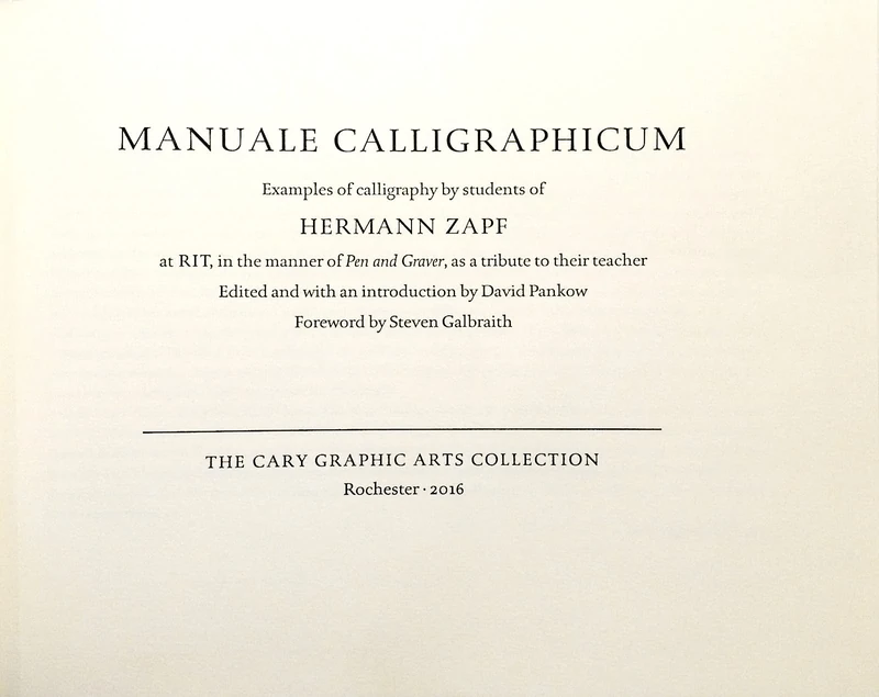 Manuale Calligraphicum: Examples of Calligraphy by Students of Hermann Zapf - Image 1