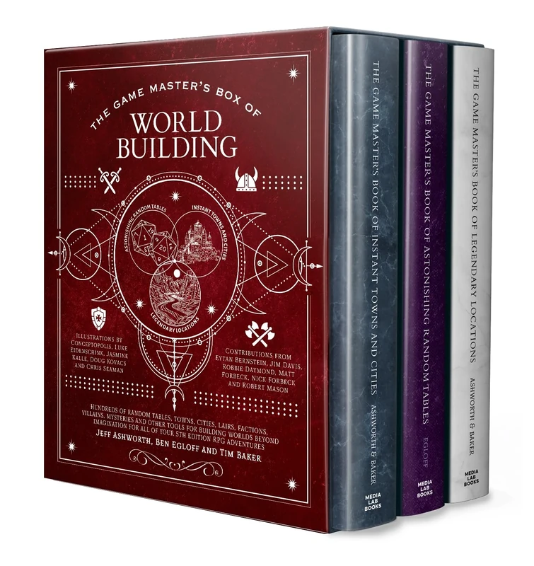 The Game Master's Box of Worldbuilding: Hundreds of random tables, towns, cities, lairs, factions, villains, mysteries and other tools for building ... for all of your 5th edition RPG adventures