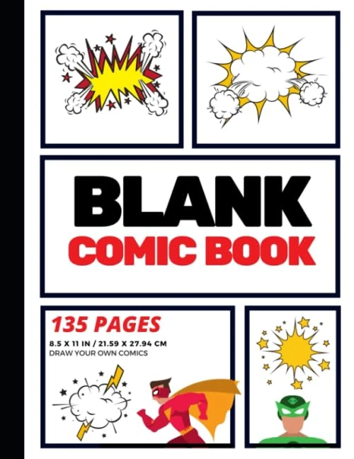 Blank Comic Book: Create Your Own Comic Strip, Blank Comic Panels, 135 Pages, Red (Large, 8.5 x 11 in.)