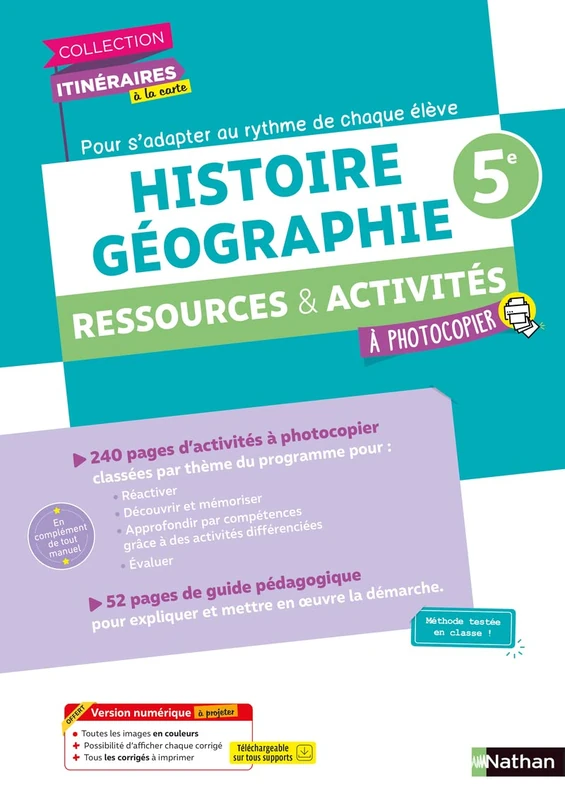 Histoire Géo 5e-Itinéraire-Fichier à photocopier -2022: Ressources & activités à photocopier