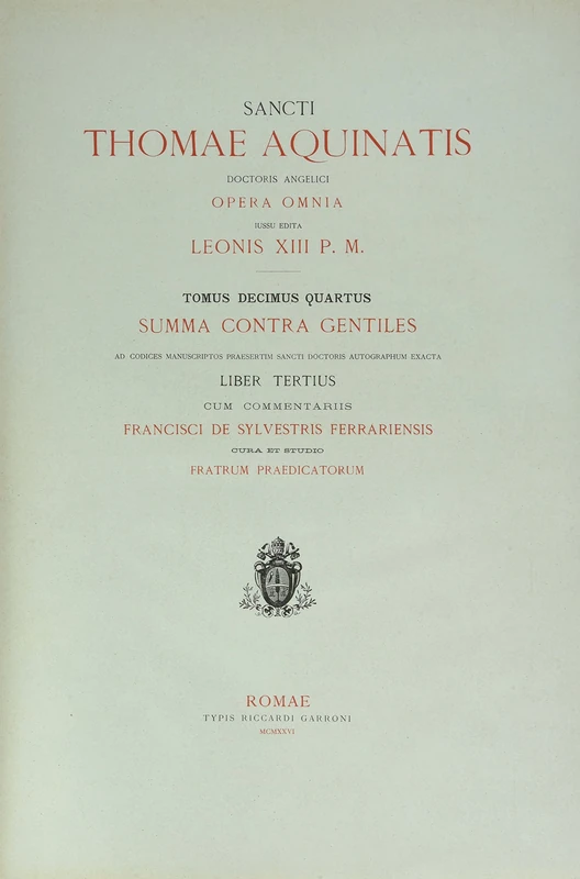 SUMMA CONTRA GENTILES - TOME 14