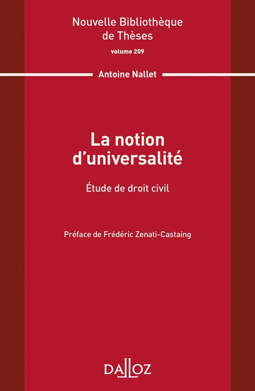 La notion d'universalité - Volume 209 Etude de droit civil