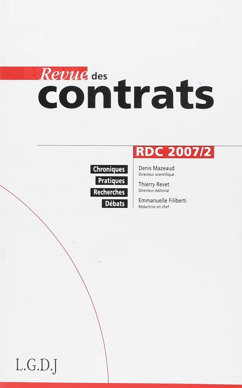 REVUE DES CONTRATS N 2 - 2007