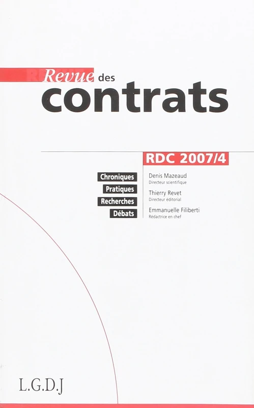 REVUE DES CONTRATS N 4 - 2007