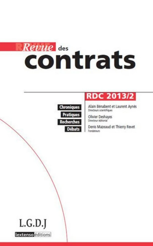 REVUE DES CONTRATS N 2 - 2013