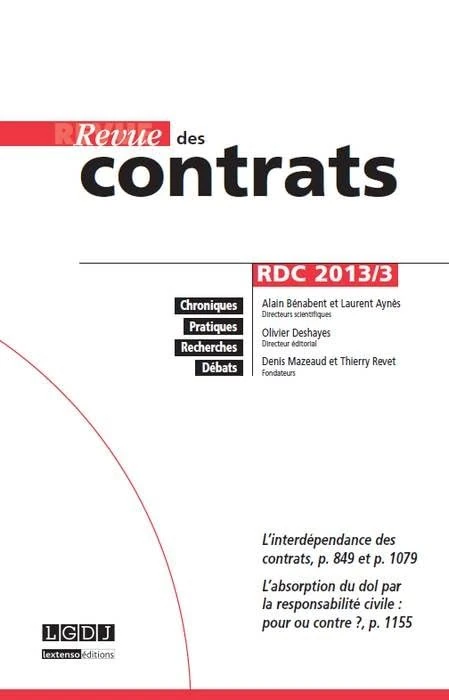REVUE DES CONTRATS N 3 - 2013