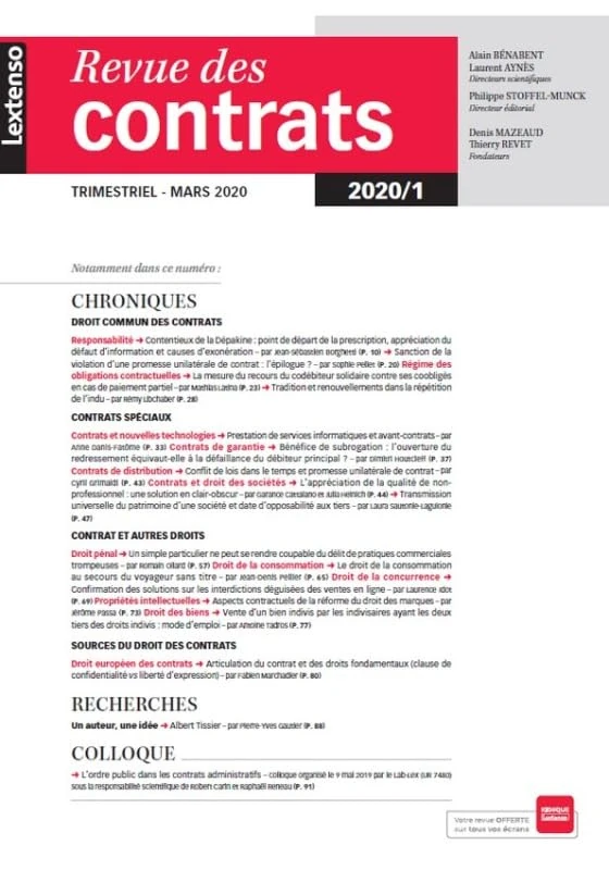 Revue des contrats N°1-2020