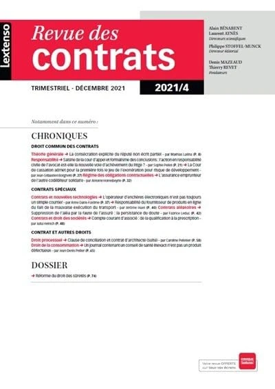 Revue des contrats N°4-2021